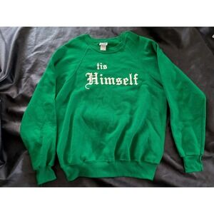 Vintage 1990‎ Tis Himself Green Lee Sweatshirt USA long Sleeve Crewneck Large